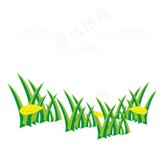 手绘矢量绿色草地,免抠元素