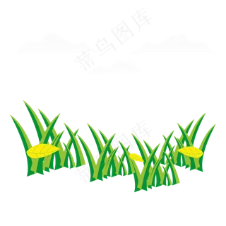 手绘矢量绿色草地,免抠元素