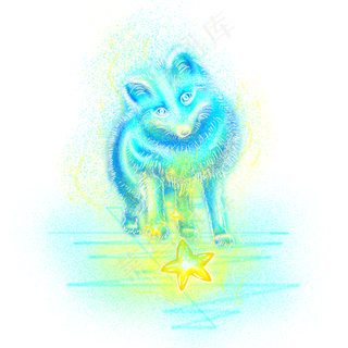 梦幻动物狐狸星星,免抠元素