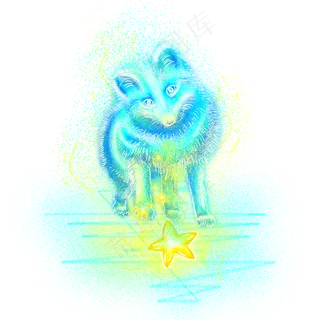 梦幻动物狐狸星星,免抠元素