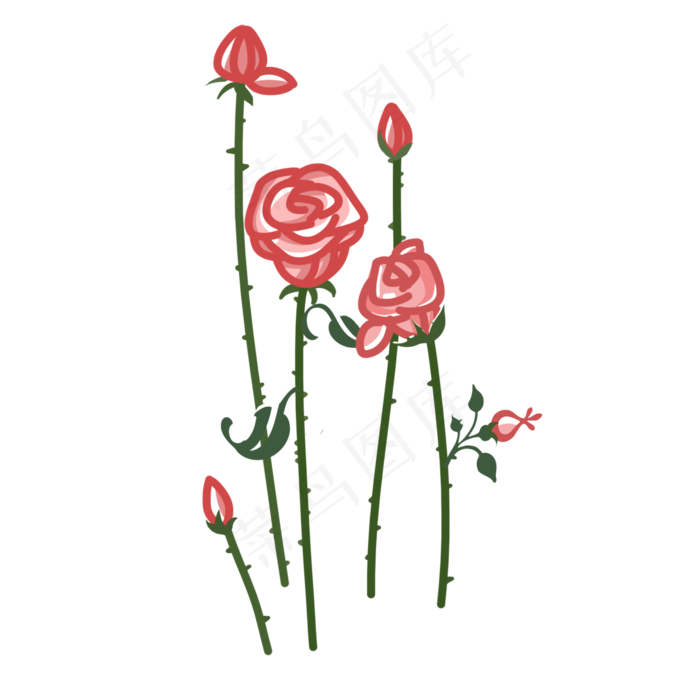 卡通可爱粉色带刺玫瑰花(2000X2000(DPI:300))psd模版下载