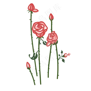 卡通可爱粉色带刺玫瑰花