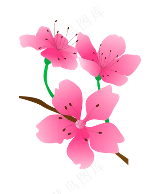 卡通免扣粉色花朵
