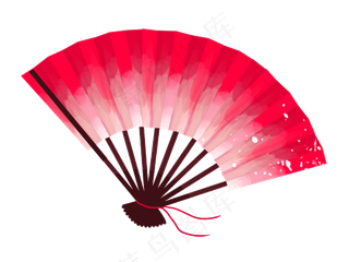 传统风格手绘折扇,免抠元素