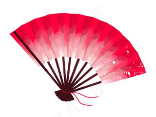 传统风格手绘折扇,免抠元素