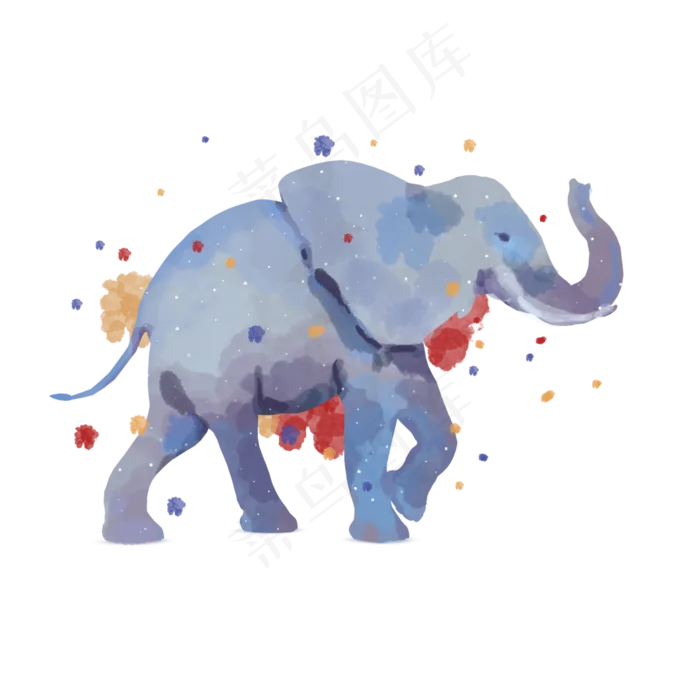 水彩动物大象素材(2000*2000px 300 dpi )psd模版下载