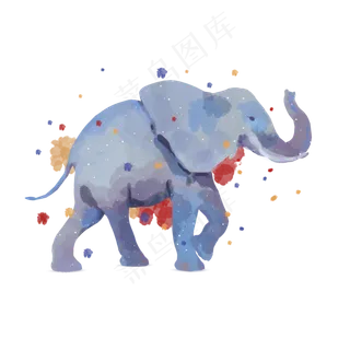 水彩动物大象素材