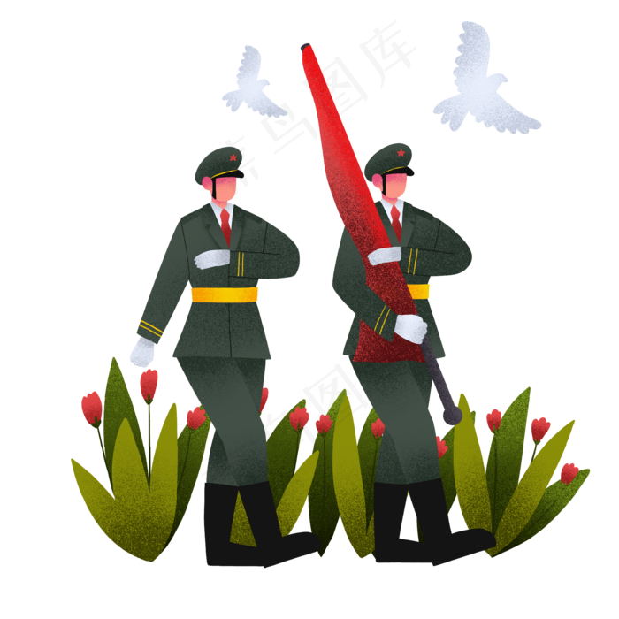 拿这红旗走路军人(2000X2000(DPI:300))psd模版下载