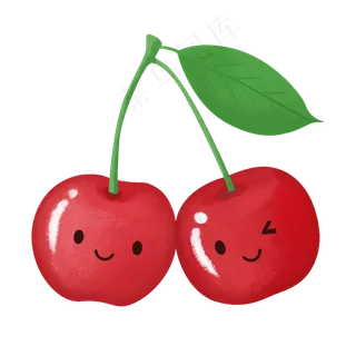 Q版可爱拟人手绘樱桃