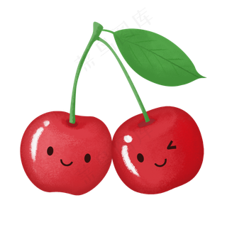 Q版可爱拟人手绘樱桃