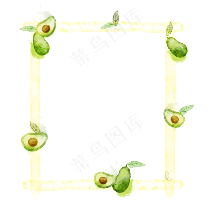 水彩牛油果边框(1125X2436(DPI:72))psd模版下载