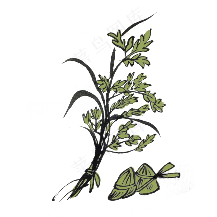 端午节传统节日粽子水墨风手绘插(4000X4000(DPI:300))psd模版下载