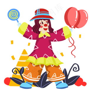 愚人节戴帽子的小丑人物,免抠元素