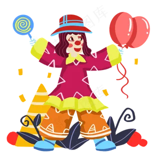 愚人节戴帽子的小丑人物,免抠元素