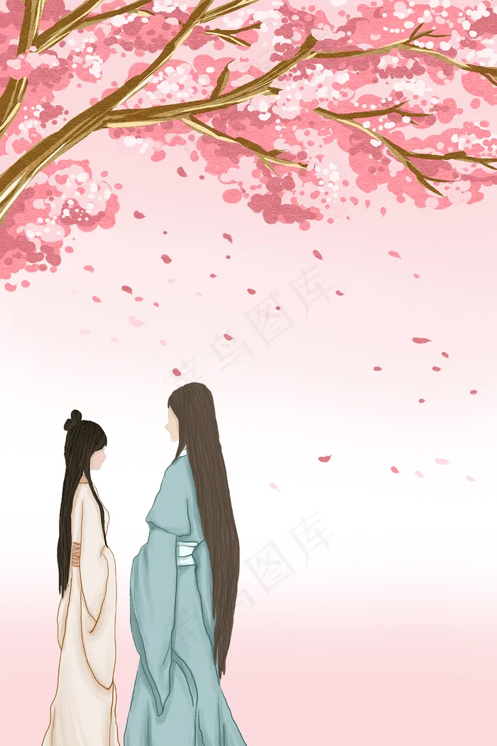 古风简约梦幻温馨情侣七夕文艺清新手绘