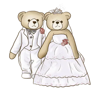 520手绘一对情侣熊