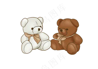 手绘一对可爱玩具熊