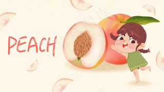 红色小清新桃子女孩