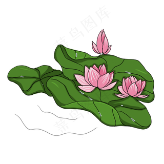 手绘中国风荷花PNG素材