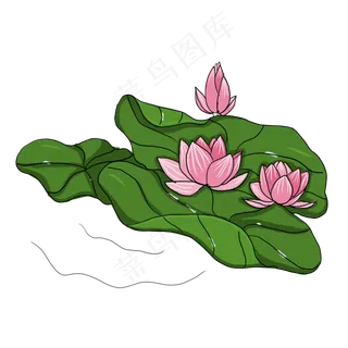 手绘中国风荷花PNG素材