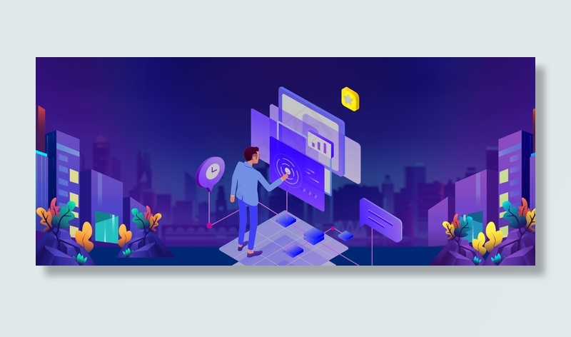 2.5D风商务办公互联网云市场海报