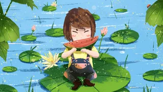 立夏荷叶荷塘吃西瓜