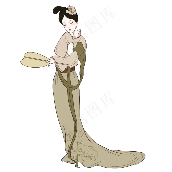 手绘中国古代仕女(2000X2000(DPI:300))psd模版下载