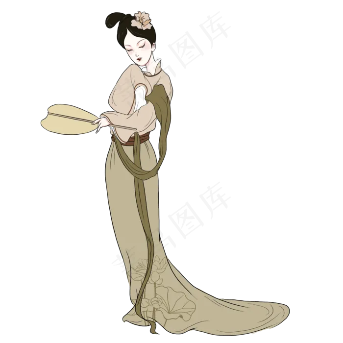 手绘中国古代仕女(2000X2000(DPI:300))psd模版下载