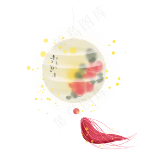 古代花卉圆形灯笼,免抠元素