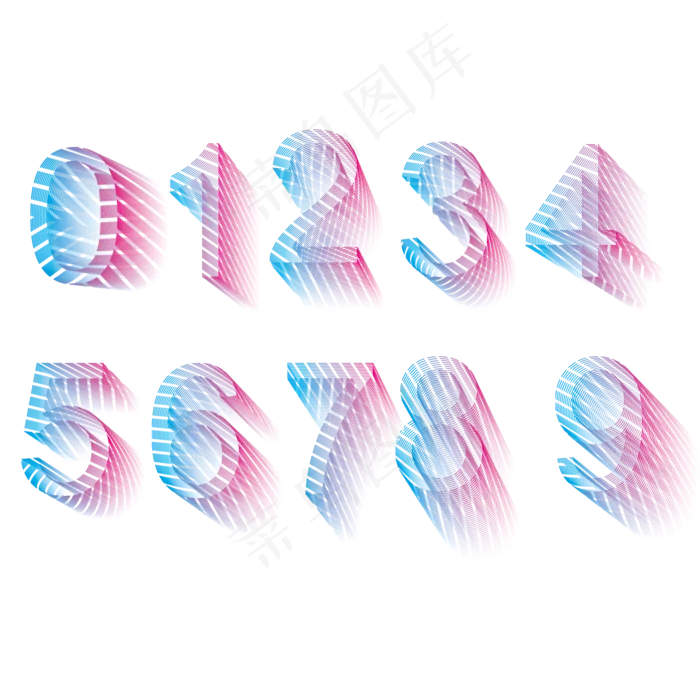 立体炫彩0-9数字(2000X2000(DPI:300))psd模版下载
