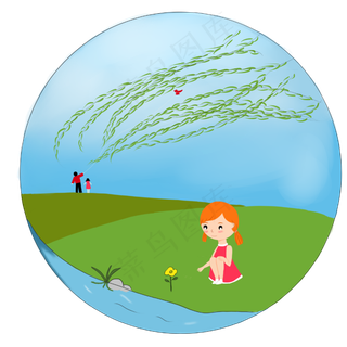 清明节河边柳树下赏花