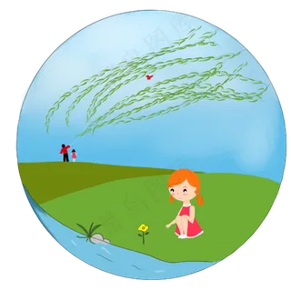 清明节河边柳树下赏花