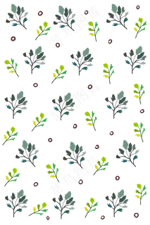 手绘绿色树枝底纹