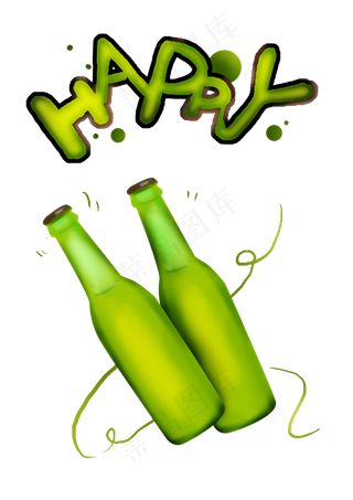 暑假夏天啤酒涂鸦,免抠元素