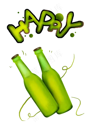 暑假夏天啤酒涂鸦,免抠元素
