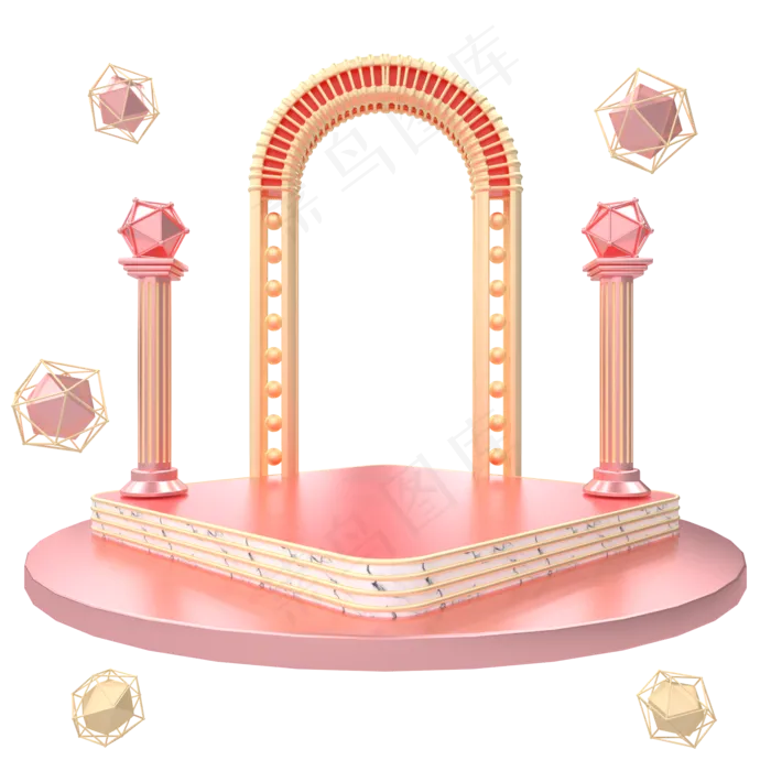 C4D粉色电商拱门舞台(2000X2000(DPI:300))psd模版下载
