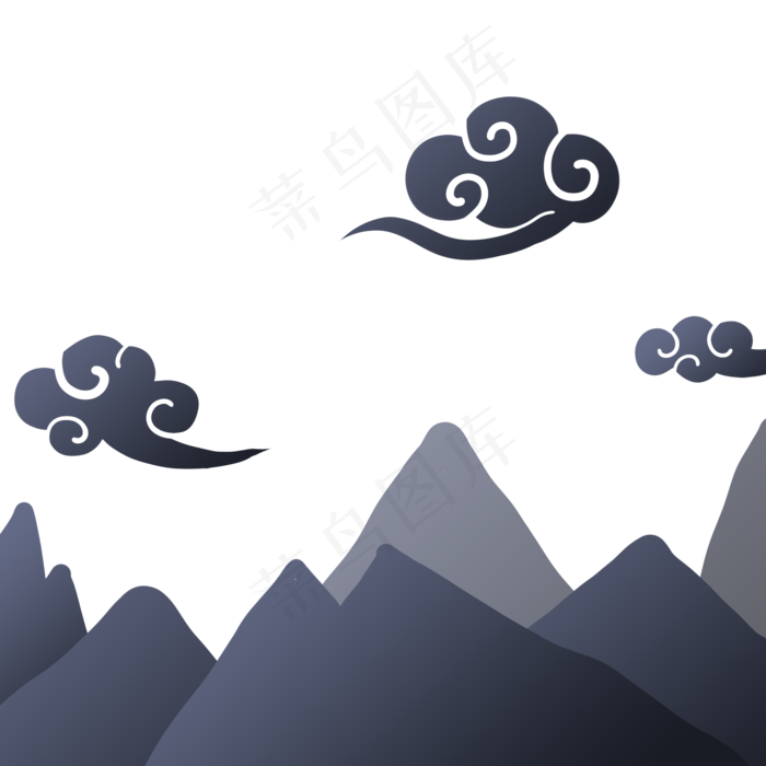 灰色系高山祥云