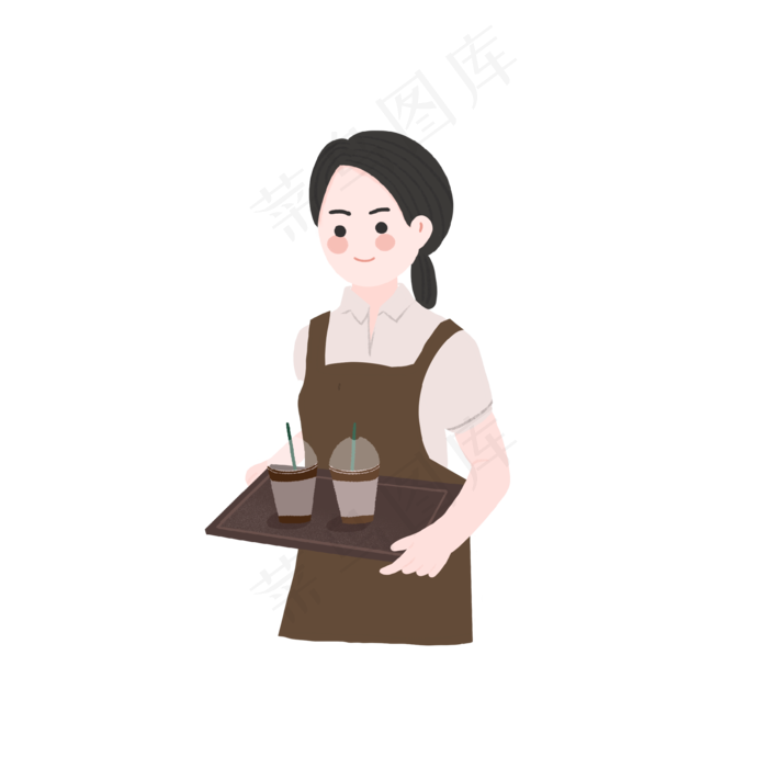 五一劳动节手绘服务员