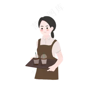 五一劳动节手绘服务员