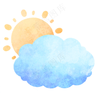 水彩风卡通云朵太阳装饰
