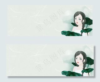 二十四节气小暑手绘美女banner