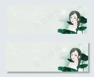 二十四节气小暑手绘美女banner