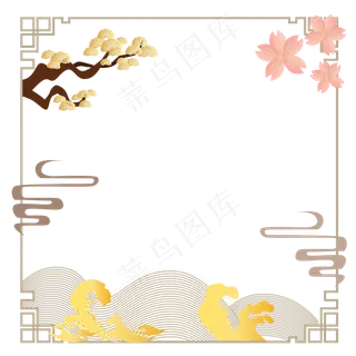 汉风松树边框矢量图