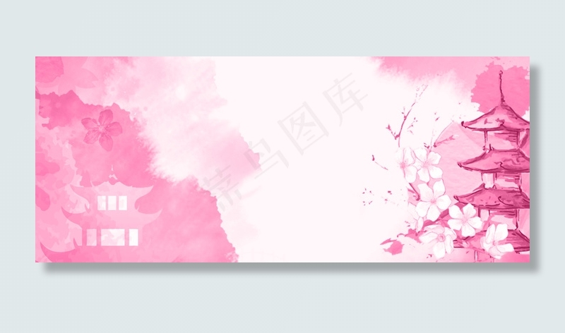 唯美浪漫古风粉色樱花节背景