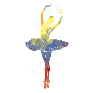 水彩运动芭蕾舞蹈素材