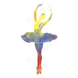 水彩运动芭蕾舞蹈素材