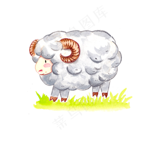 水彩手绘可爱小绵羊png