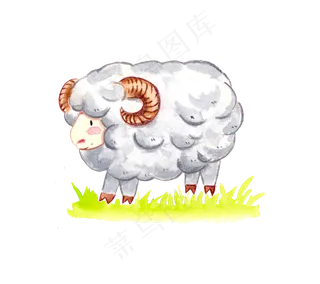 水彩手绘可爱小绵羊png