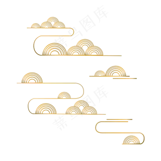 矢量金色圆圈云纹,免抠元素