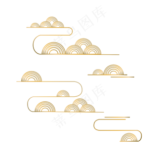 矢量金色圆圈云纹,免抠元素